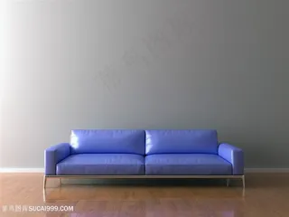 浅蓝色沙发背景墙高清图片