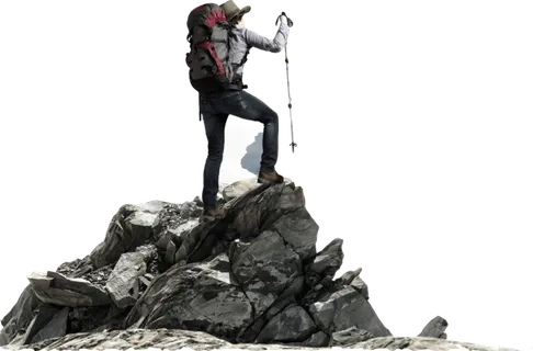 登山者山顶透明免扣摄影素材