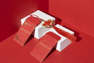 两个红包红色背景样机