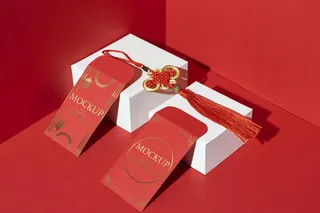 两个红包红色背景样机