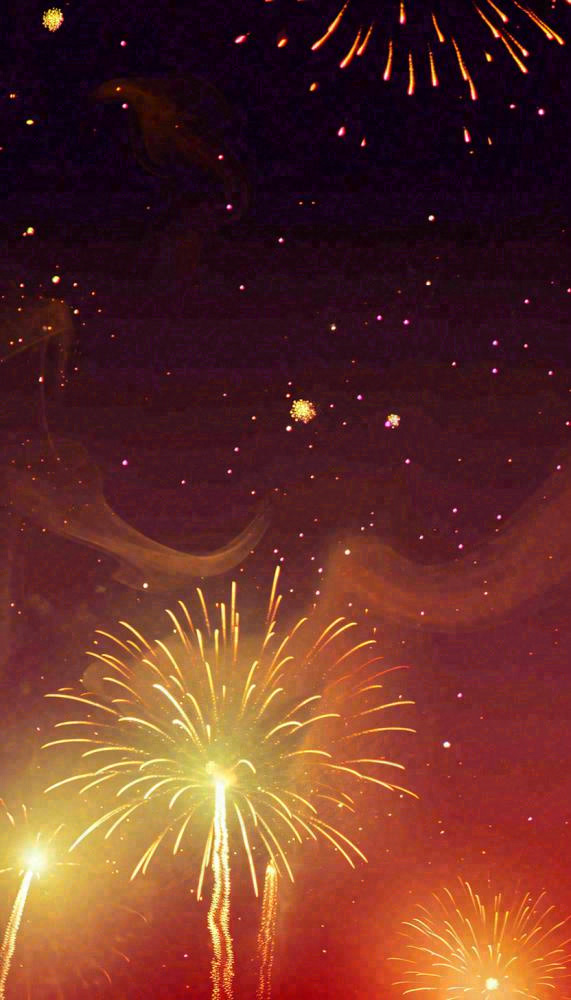 喜庆节日夜晚天空缤纷烟花，彩色绚丽(832x1456)