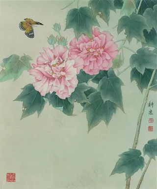 娇艳芙蓉工笔画