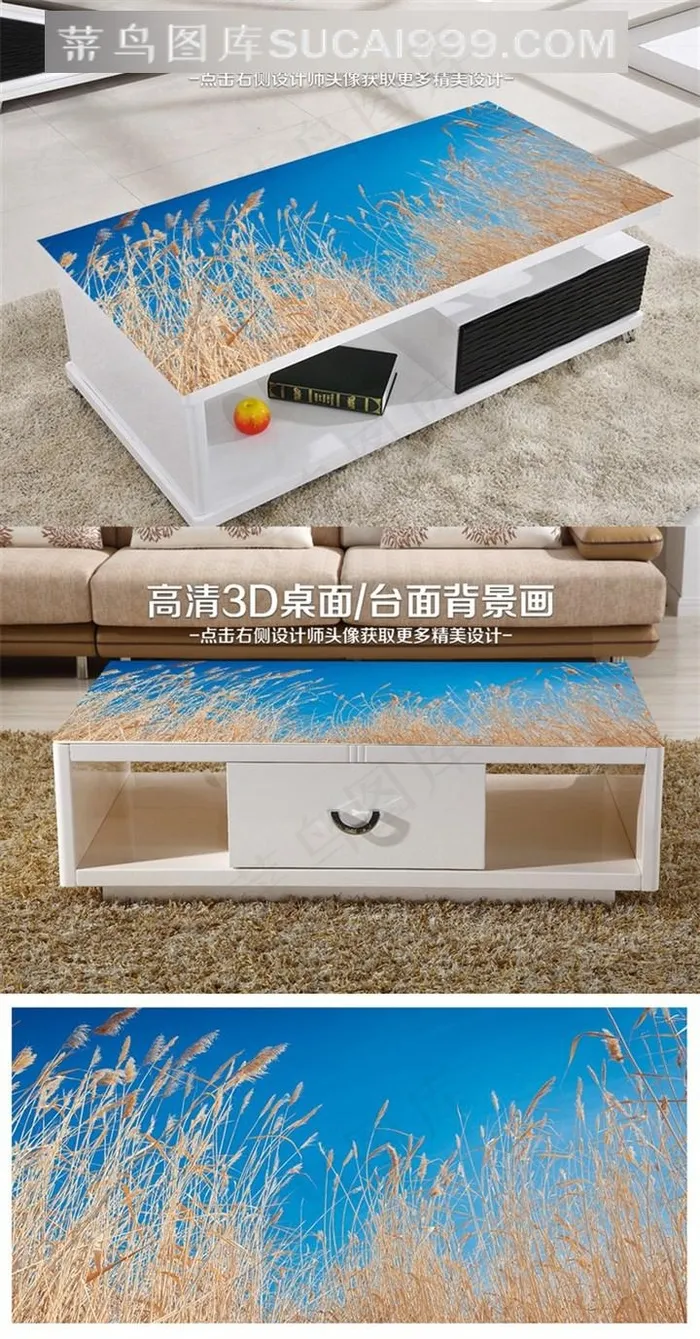 蓝天枯草3D桌面背景