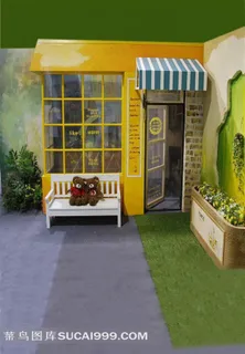 卡通小屋儿童摄影背景图片 卡通小屋儿童摄影背景图片