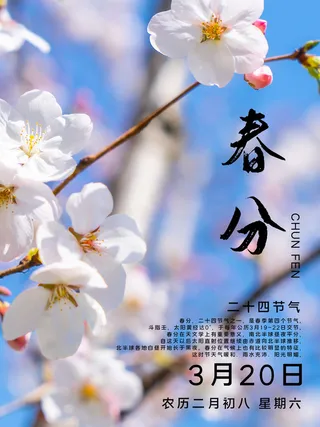 春分二十四节气传统中国风插画高清活动海报展板PSD模板素材