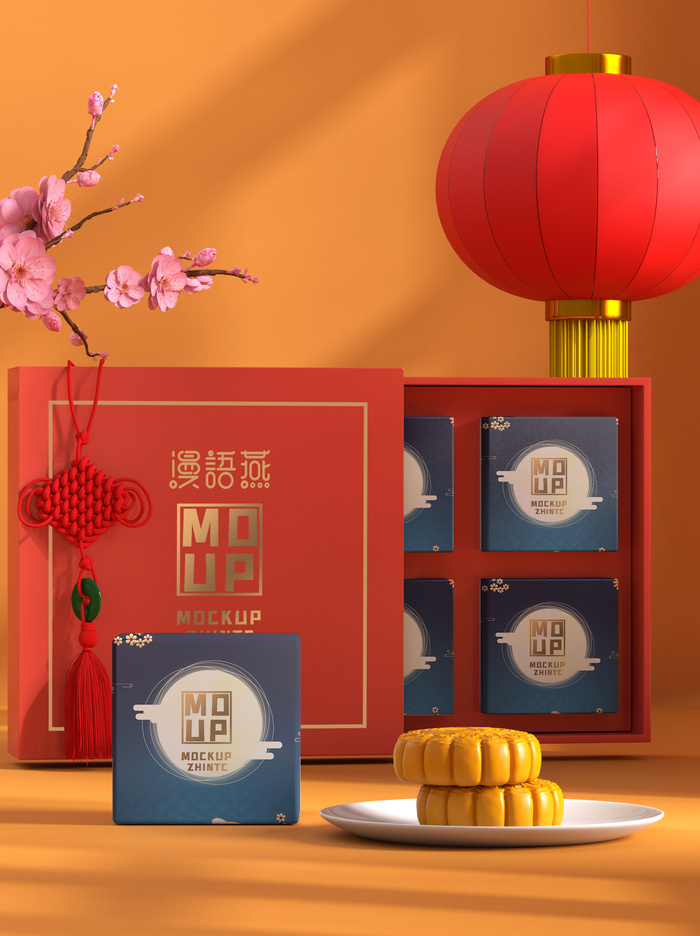 月饼盒样机psd模版下载