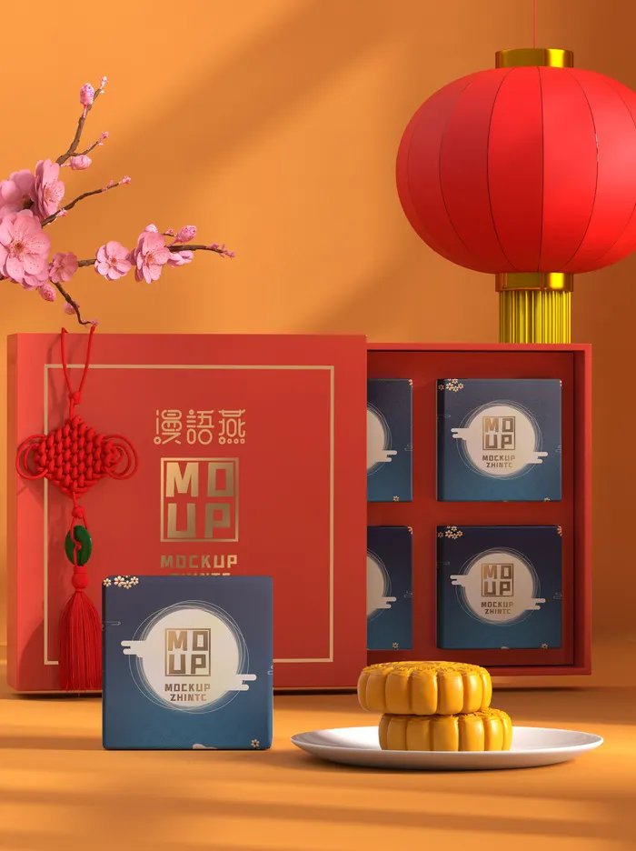 月饼盒样机psd模版下载