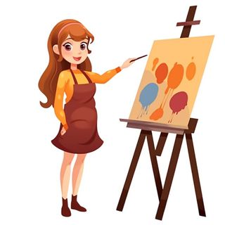 卡通女孩绘画画家元素