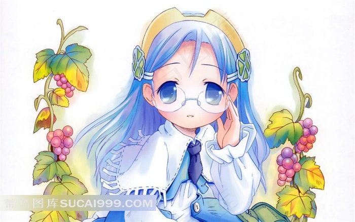 枪手小红帽可爱少女葡萄插画