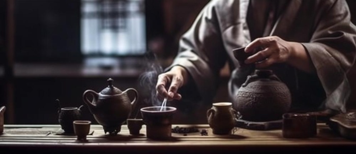 泡茶实物场景摄影背景