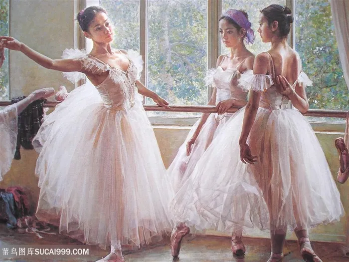 三个跳舞的女性油画图片