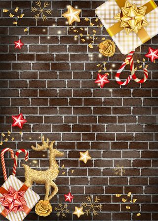 圣诞节礼盒金驯鹿棕色背景