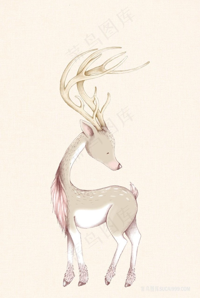 简约麋鹿手绘装饰画