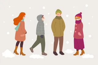 冬天服饰服装冬装穿冬装保暖冬季卡通人物男女装Ai矢量图片素材