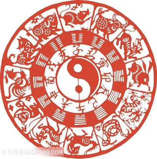 太极十二生肖剪纸图片