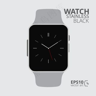 矢量扁平黑色手表