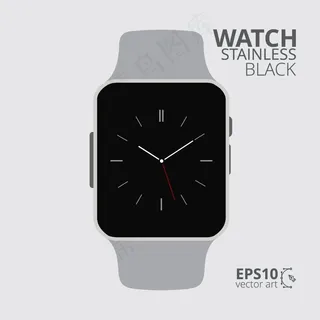 矢量扁平黑色手表