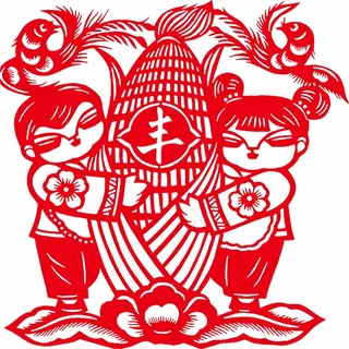丰收剪纸 剪纸风元素