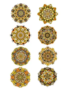 中国风古典民族风手绘曼陀罗花纹圆形插画AI矢量装饰图案PSD素材