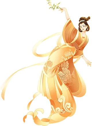 中秋节完整插画-嫦娥免扣