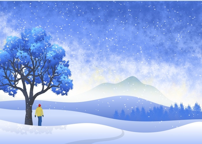 圣诞节雪花风景装饰背景墙