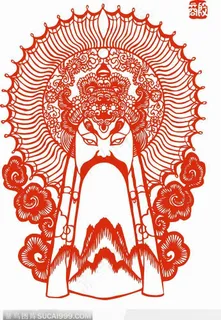 面善的京剧的脸谱剪纸