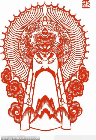 面善的京剧的脸谱剪纸