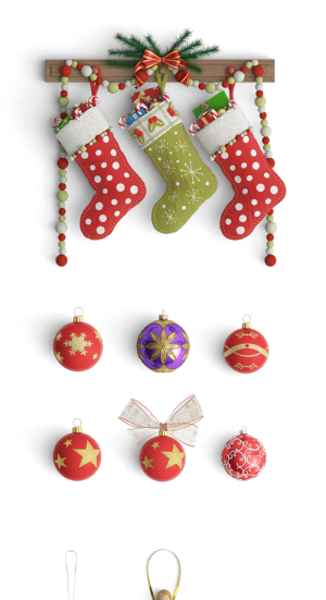 圣诞节Christmas花环小挂件配饰素材_免扣png
