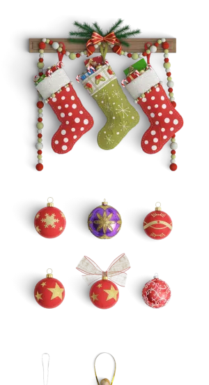 圣诞节Christmas花环小挂件配饰素材_免扣png