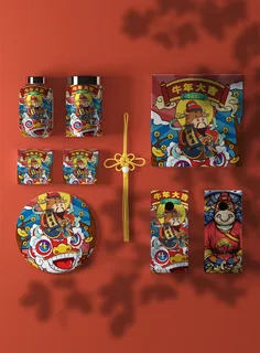 中国风国潮新春春节包装样机模板