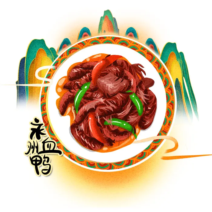 国潮中国风传统小吃食物地方特色菜美食元素插画海报图片素材psd模版下载