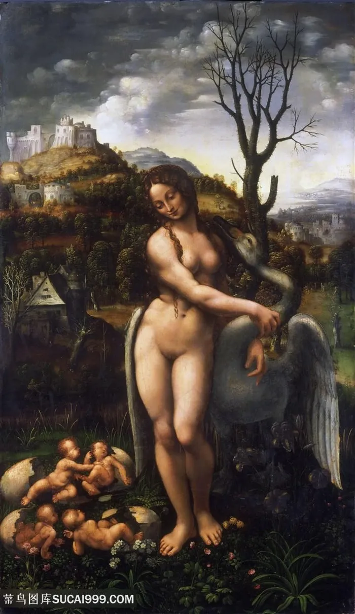 达芬奇女人与孩子油画图片