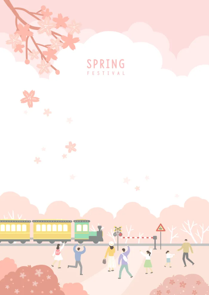 春天插画psd模版下载