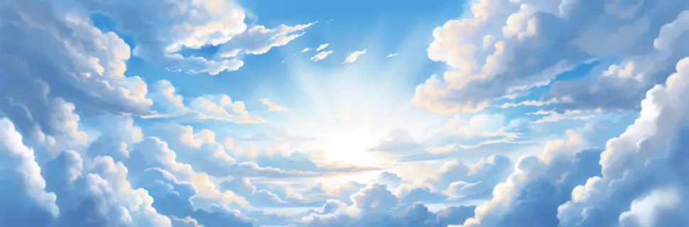 蓝天中的白云与太阳摄影图