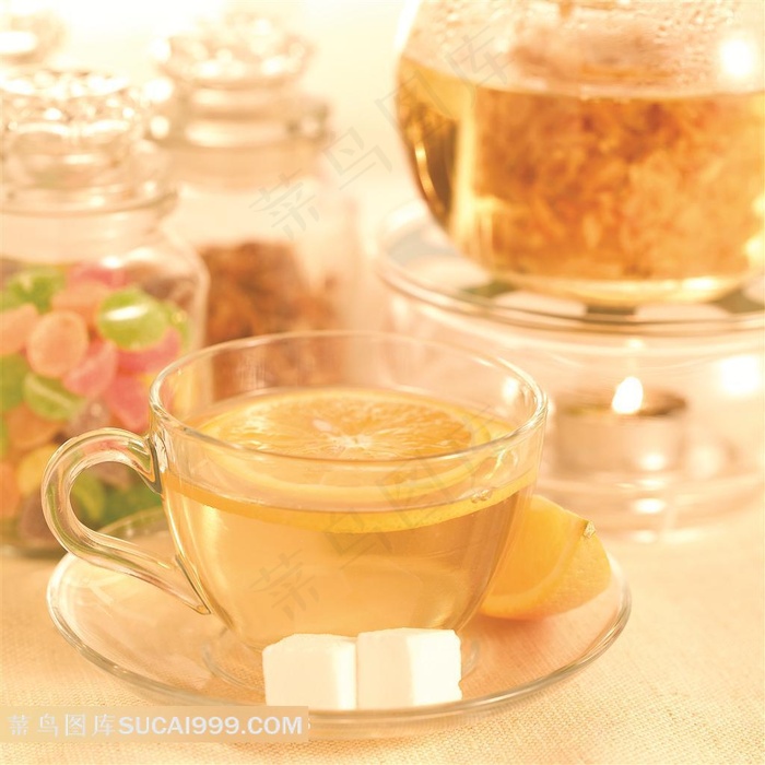 糖果方糖柠檬花茶