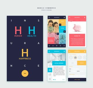 UI多页面包装展示手机APP交互界面样机长图概念PSD设计模板