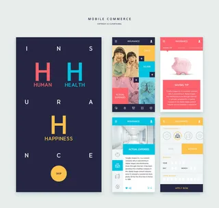 UI多页面包装展示手机APP交互界面样机长图概念PSD设计模板