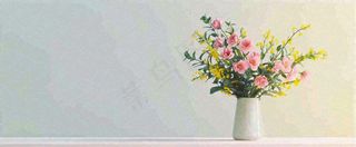 桌面花瓶花束简约情人节花束室内装饰摄影图