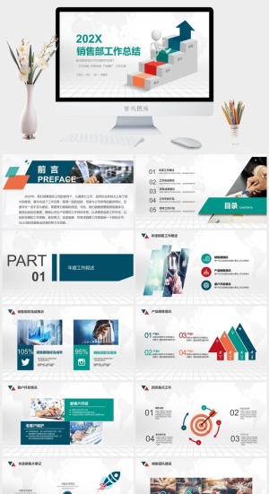 销售工作总结PPT模板预览图