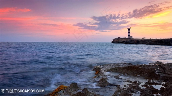 黄昏海景风景画壁纸