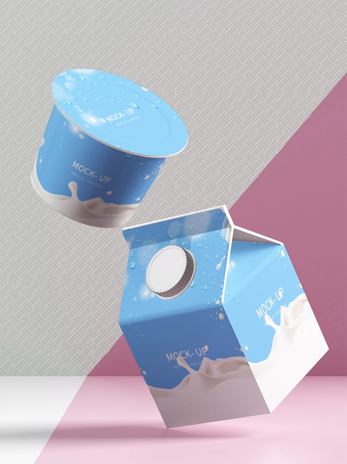 原创3D酸奶盒样机