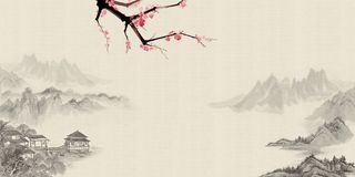 中国风传统水墨古风古典展板边框工笔画PS海报背景平面设计素材