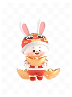2023新年快乐兔年3d元素素材