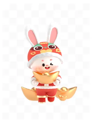 2023新年快乐兔年3d元素素材