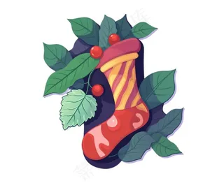 圣诞袜子卡通免抠