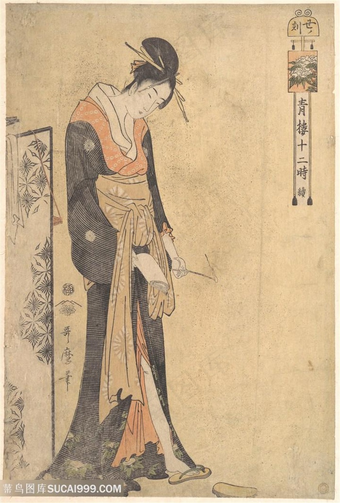 喜多川歌磨手绘日本贵妇插画