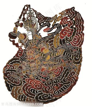 腾云驾雾皮影戏中国风图片