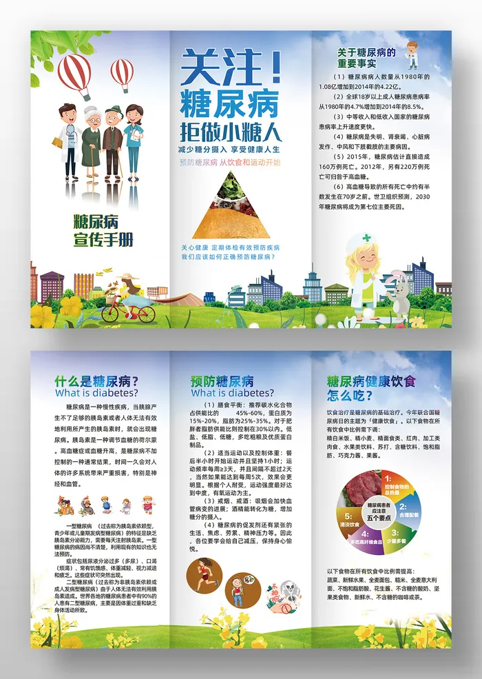糖尿病三折页psd模版下载