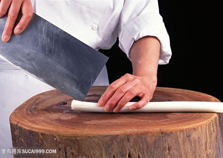 厨师切大葱高清图片