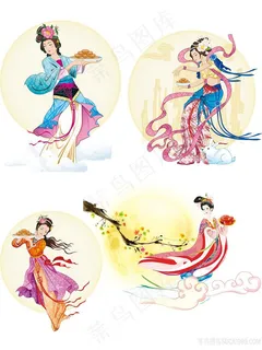 中秋节嫦娥奔月插画png免扣绘画图片 中秋节嫦娥奔月插画png免扣绘画图片